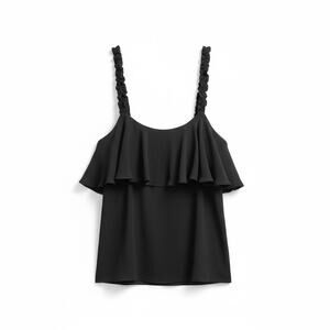 NWT 1 State Womens Plus Size Ruched Strap Camisole Black 2X Layering Minimalist